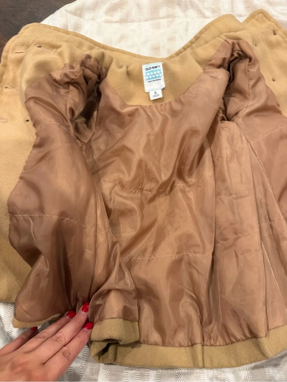 Old Navy Girls' Hooded Double-Breasted Pea Coat in Camel